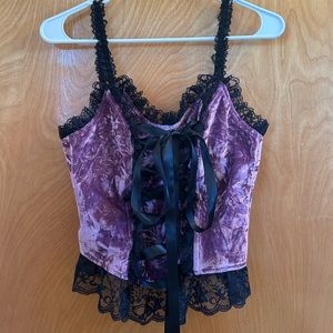 Dolls Kill Widow Mauve Velvet Corset Top